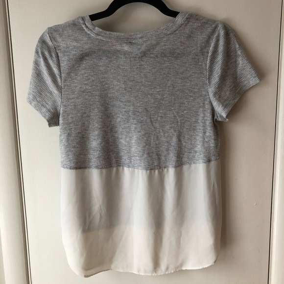 Grey and White T-Shirt Blouse - Picture 3 of 3